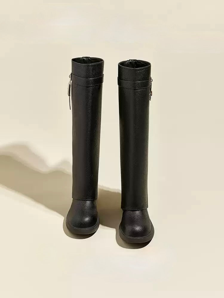 Boots Women's Fall/Winter 2025 New Black Slim Knee-length Tube Boots Small High Heels High Rider Boots