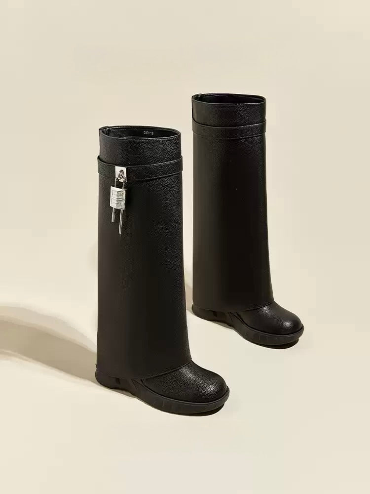 Boots Women's Fall/Winter 2025 New Black Slim Knee-length Tube Boots Small High Heels High Rider Boots