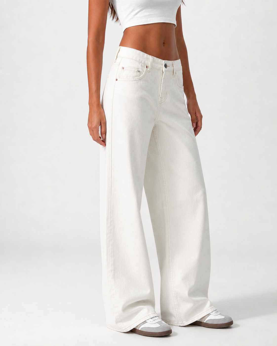Low Waist Wide Leg  Off White