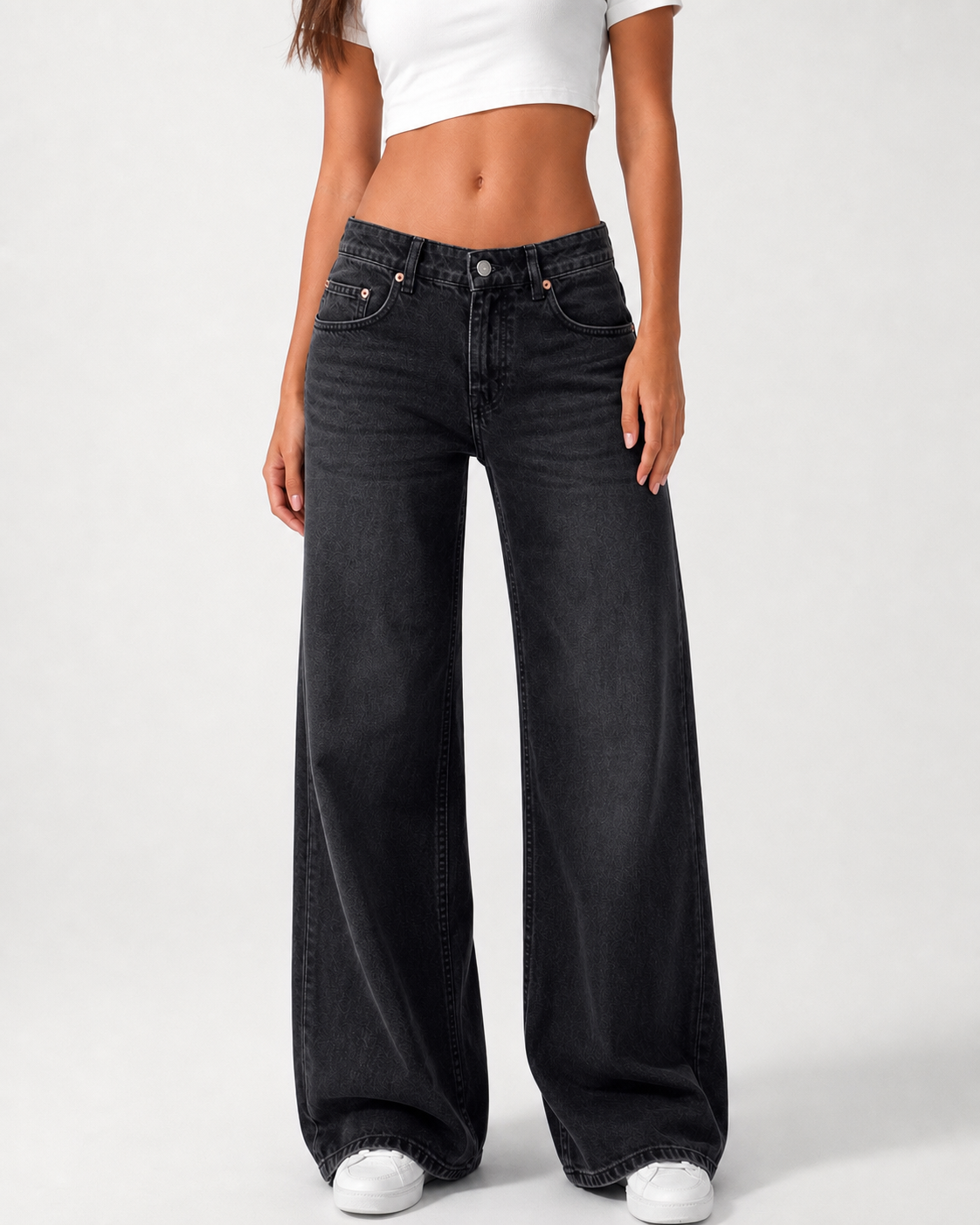 Low Waist Wide Leg – Washed Black