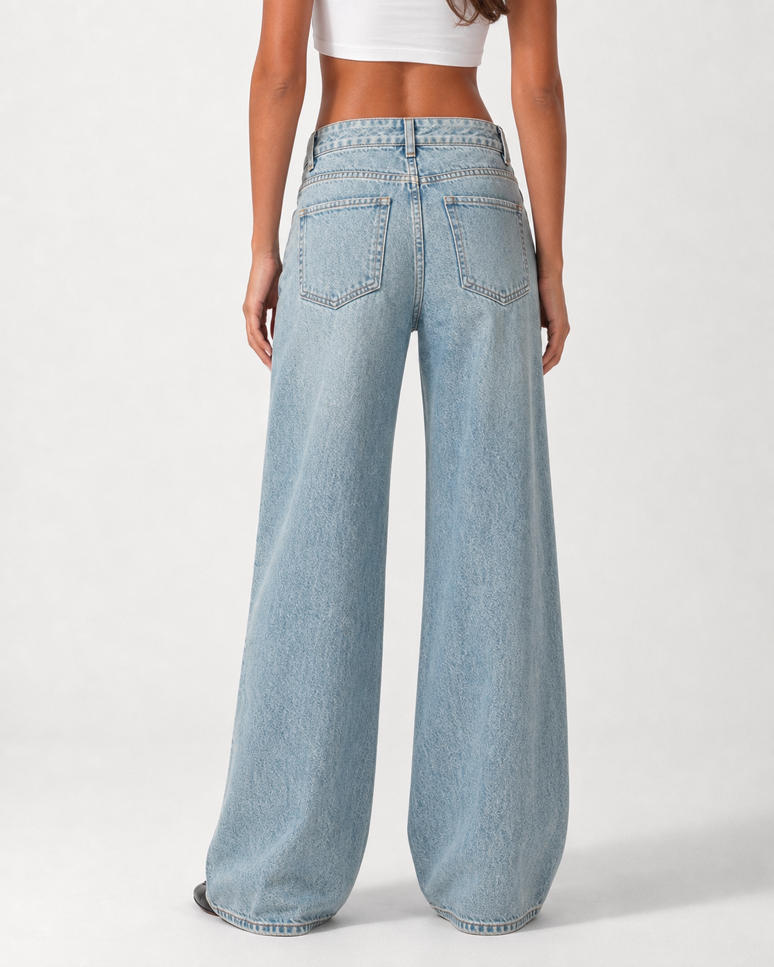 ⁠Low Waist Wide Leg – Sand Bleach